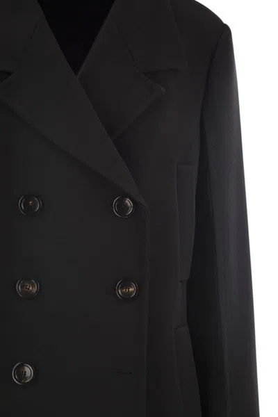 Max Mara Studio Janzir - Double-breasted Cady Caban In Black