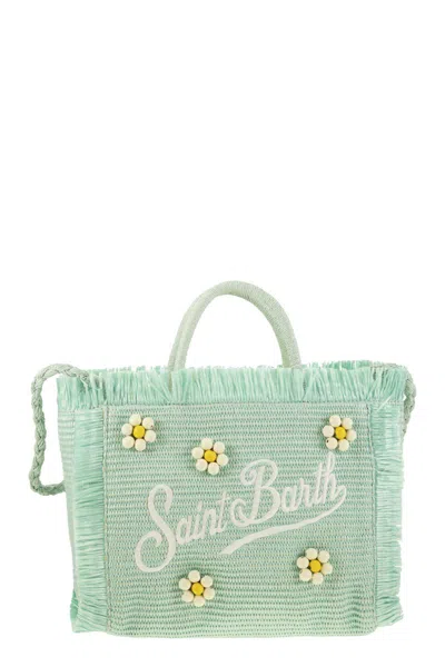 Mc2 Saint Barth Colette - Straw-effect Bag With Embroidered Logo In Green