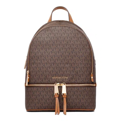 Michael Kors Medium Rhea Backpack With Logo In Brown