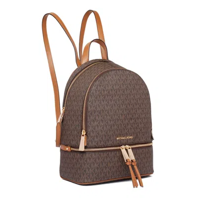 Michael Kors Medium Rhea Backpack With Logo In Brown