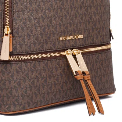 Michael Kors Medium Rhea Backpack With Logo In Brown