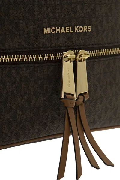 Michael Kors Medium Rhea Backpack With Logo In Brown