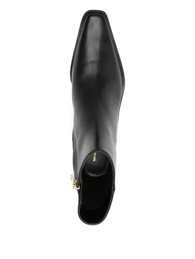 Michael Michael Kors 65mm Leather Cowboy Boots With Zip Closure In Black