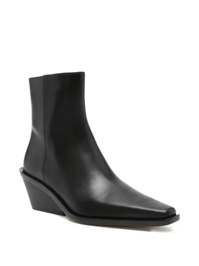 Michael Michael Kors 65mm Leather Cowboy Boots With Zip Closure In Black
