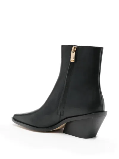 Michael Michael Kors 65mm Leather Cowboy Boots With Zip Closure In Black