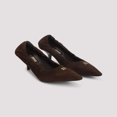 Miu Miu Lamb Leather Pumps In Brown