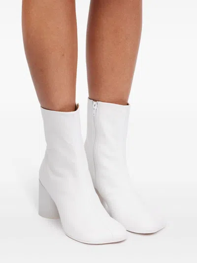 Mm6 Maison Margiela Leather Ankle Boots In White