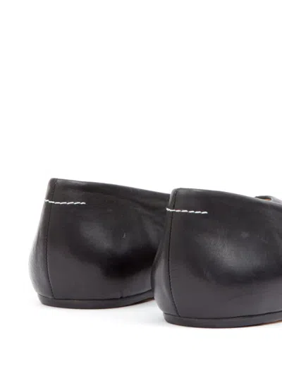 Mm6 Maison Margiela Mm6 By Maison Margiela Square Toe Ballerina Flats With Logo Stitching In Black
