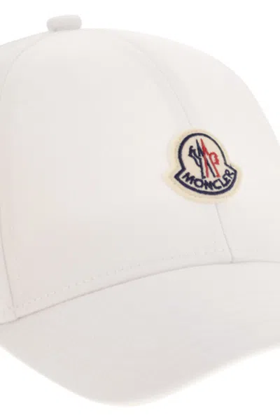 Moncler Cotton Gabardine Baseball Cap In White