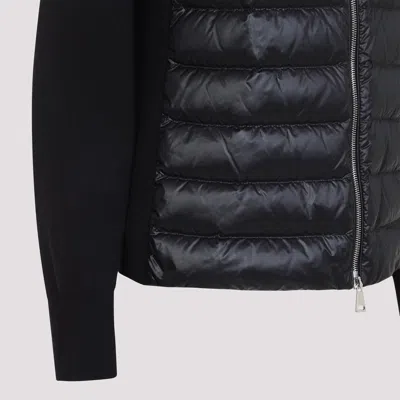 Moncler Padded Wool Cardigan With Zip In Black
