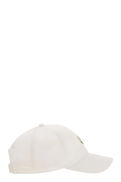 Moncler Cotton Gabardine Baseball Cap In White
