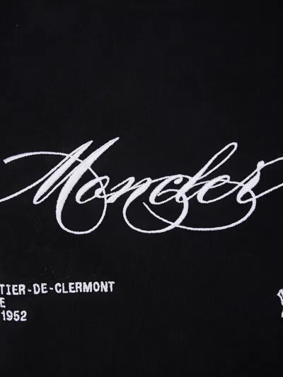 Moncler Cotton T-shirt With Embroidered Cursive Logo In Black