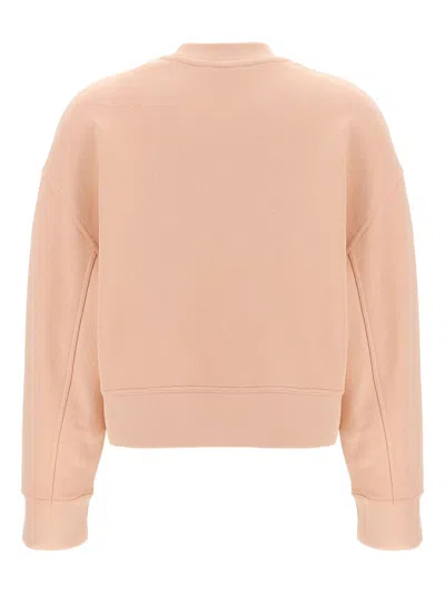 Moncler Cotton Jersey Sweatshirt With Intricate Embroidery In Pink