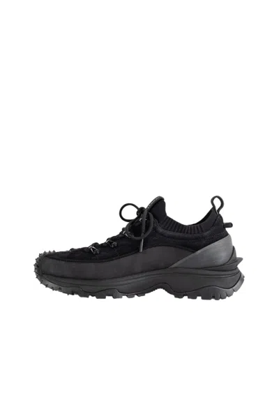 Moncler Trailgrip Lite3 Sneakers In Nubuck And Suede Leather In Black