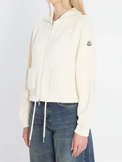 Moncler Zip Up Cardigan In Neutral