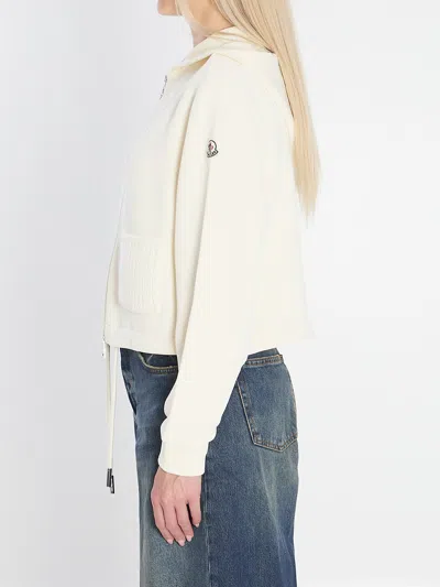 Moncler Zip Up Cardigan In Neutral