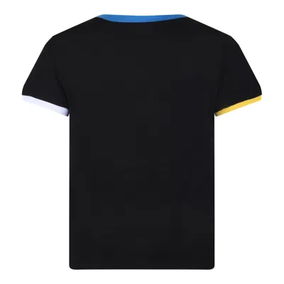 Msgm Black T-shirt With Embroidered Logo On The Front And Contrasting Edges In Black