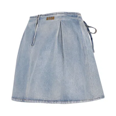 Msgm Blue Cotton Clothing Skirts In Blue