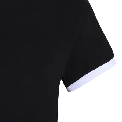 Msgm Black T-shirt With Embroidered Logo On The Front And Contrasting Edges In Black