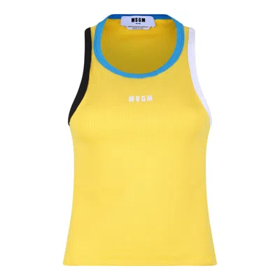 Msgm Contrast-trim Tank Top In Yellow