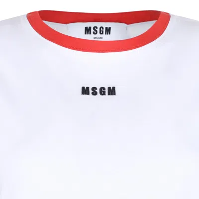 Msgm White Cotton Blend T-shirts And Polos In White