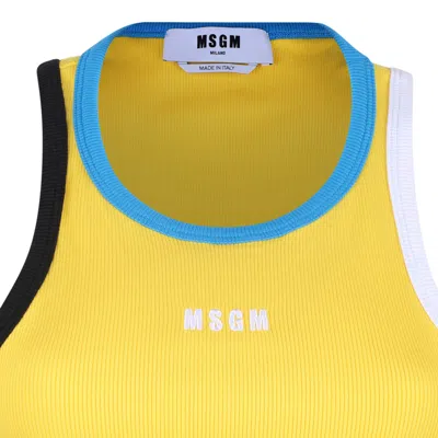 Msgm Contrast-trim Tank Top In Yellow