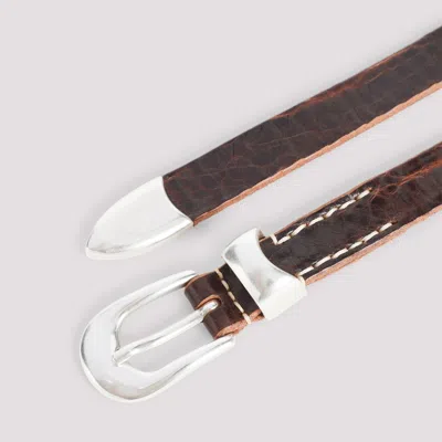 Our Legacy Brown Cow Leather 2 Cm Belt In Brown