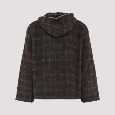 Our Legacy Textured Full Zip Hood Sweatshirt With Cozy Hood In Green