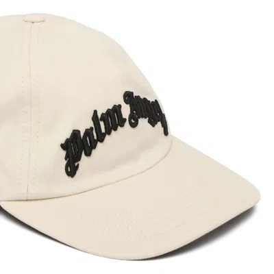 Palm Angels Off White Cotton Embroidered Hats In Neutral
