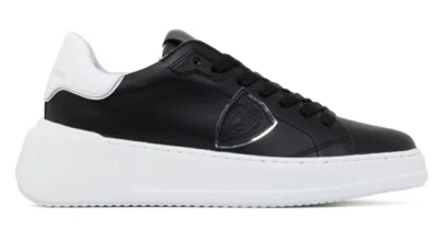 Philippe Model Paris Black And White Leather Sneakers In Multi