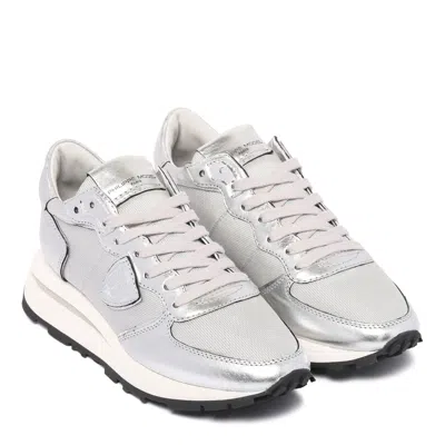 Philippe Model Paris Metal Argent Leather Sneakers In Multi