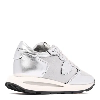 Philippe Model Paris Metal Argent Leather Sneakers In Multi