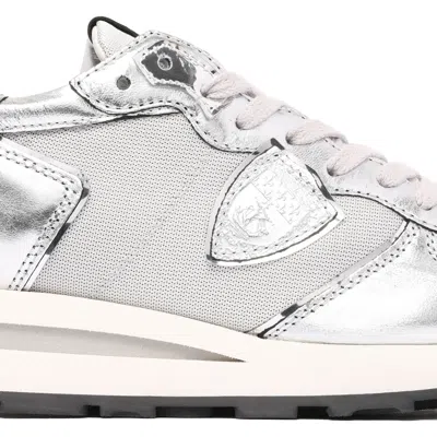 Philippe Model Paris Metal Argent Leather Sneakers In Multi