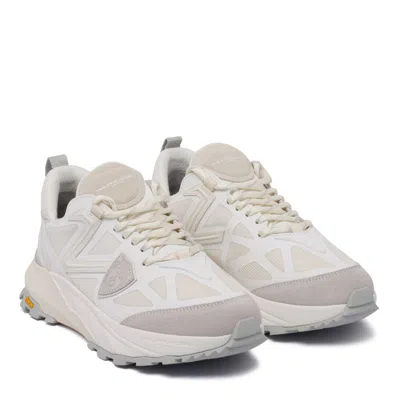 Philippe Model Paris White Nylon Leather Sneakers In White