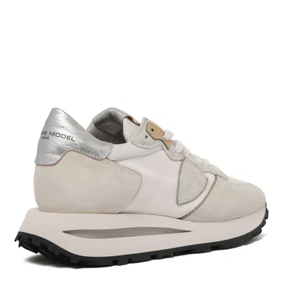 Philippe Model Paris White Leather Nylon Sneakers In Neutral