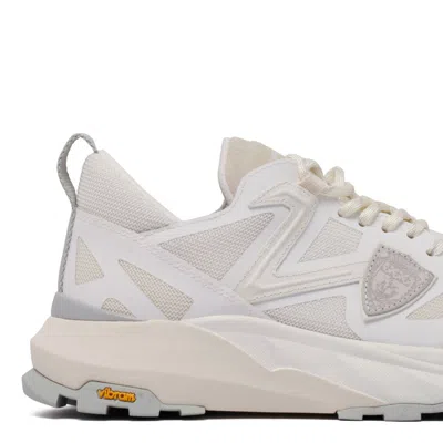 Philippe Model Paris White Nylon Leather Sneakers In White