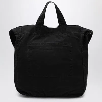 Polo Ralph Lauren Large Black Canvas Tote Bag With Logo In Black