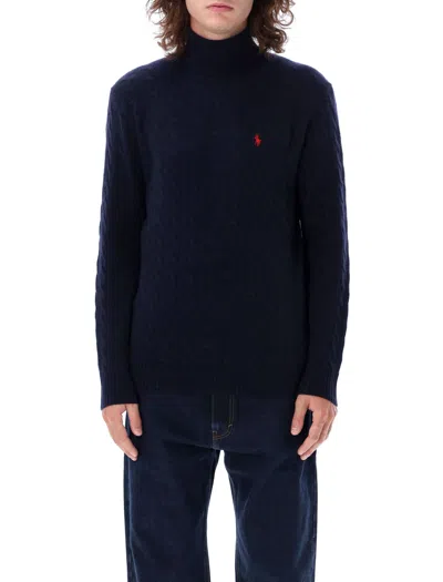 Polo Ralph Lauren Cable Knit Turtleneck Sweater In Blue