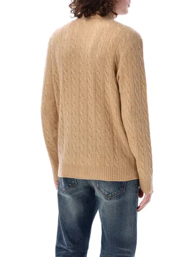 Polo Ralph Lauren Cashmere And Wool Cable Knit Turtleneck In Brown