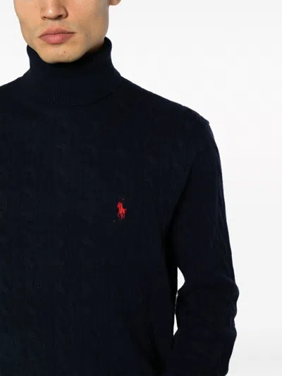 Polo Ralph Lauren Cable Knit Turtleneck Sweater In Blue