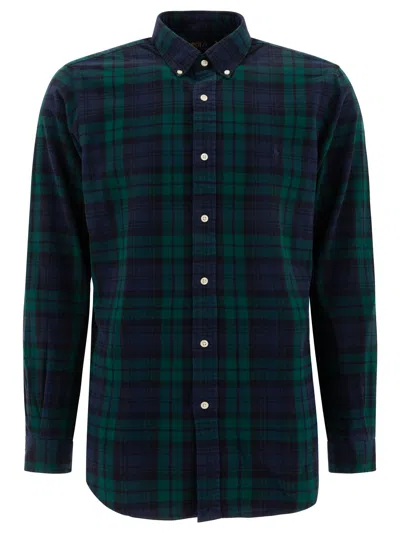 Polo Ralph Lauren Button-down Collar Logo-embroidered Checked Brushed-cotton Oxford Shirt In Green