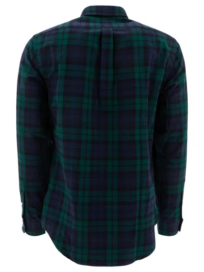 Polo Ralph Lauren Button-down Collar Logo-embroidered Checked Brushed-cotton Oxford Shirt In Green