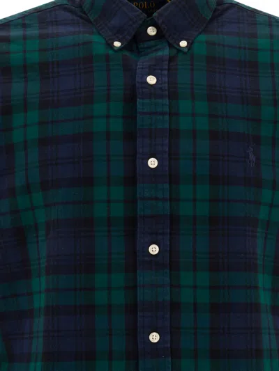 Polo Ralph Lauren Button-down Collar Logo-embroidered Checked Brushed-cotton Oxford Shirt In Green