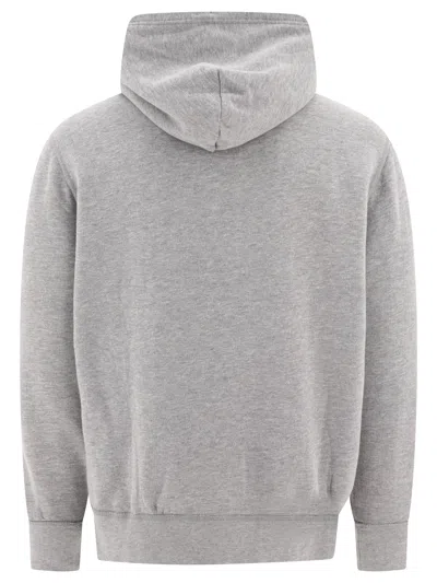 Polo Ralph Lauren Grey Cotton Hoodie With Contrasting Embroidered Logo In Gray