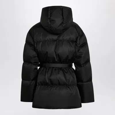Prada Black Belt Puffer Jacket In Re-nylon In Black