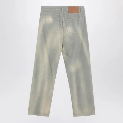 Prada Light Blue Corduroy Trousers With Washed Effect In Gray
