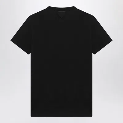 Prada Set Of Three Black Cotton T-shirts Men In Black