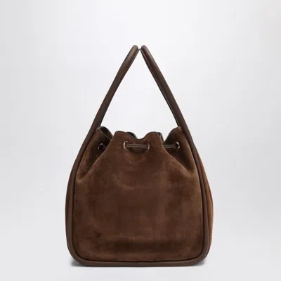 Prada Small Bucket Bag In Suede Cacao