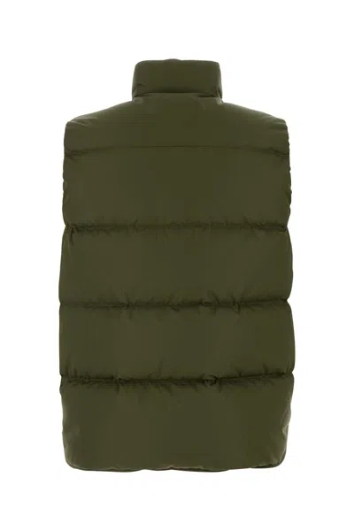 Prada Piumino Smanicato In Re-nylon Verde Militare Uomo In Green