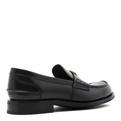 Prada Brushed Leather Loafers In Black